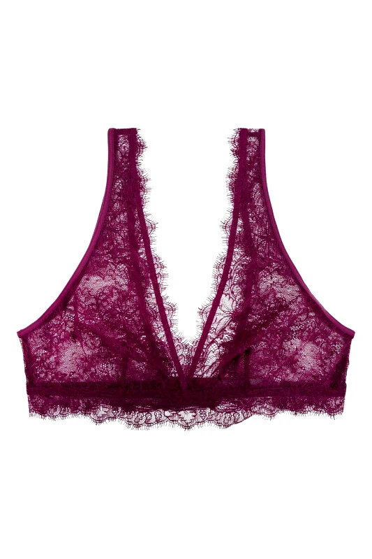 LOVE STORIES Love Stories γυναικείο bralette μονόχρωμο με δαντέλα "Cherie" - L2371013415 Μπορντό