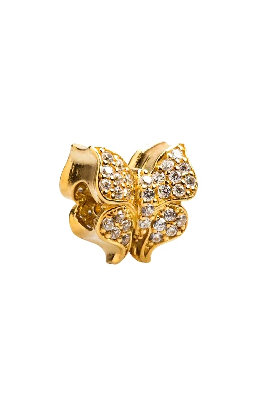 TEDORA ITALY Tedora επιχρυσωμένο charm με ζιργκόν σε σχήμα πεταλούδας - BEZS031/G