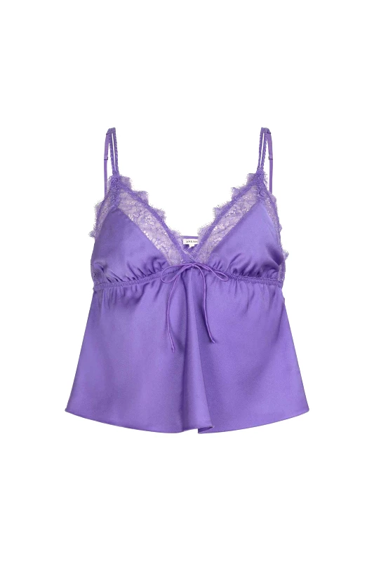 LOVE STORIES Love Stories γυναικείο τοπ μονόχρωμο με floral δαντέλα "Love Lace Long" - L2373445500 Λιλά