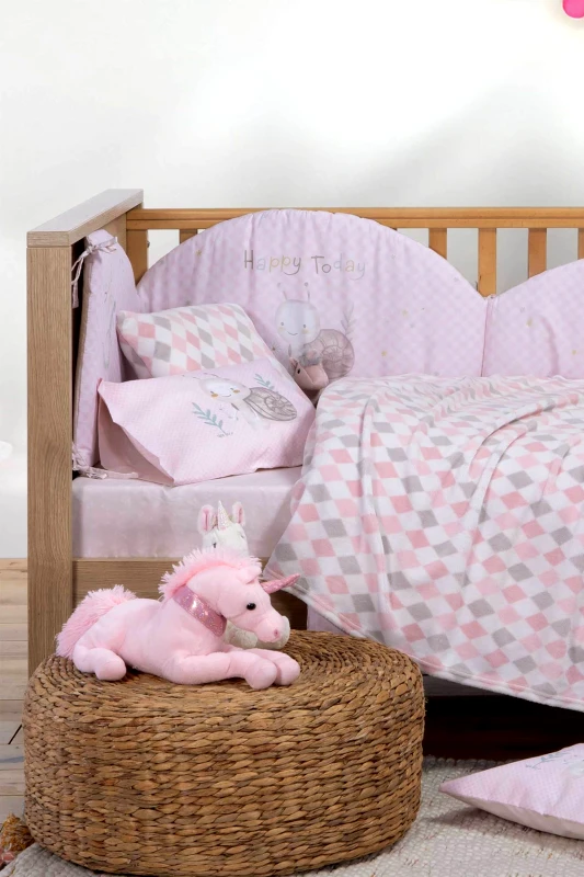 NEF-NEF HOMEWARE NEF-NEF βρεφική κουβέρτα αγκαλιάς fleece "Sweet Rhombus" 110 x 150 cm - 036123 Ροζ