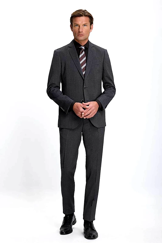 VARDAS Vardas ανδρικό κοστούμι μονόχρωμο "Ε-motion" Slim Fit - D101000531400101 Γκρι
