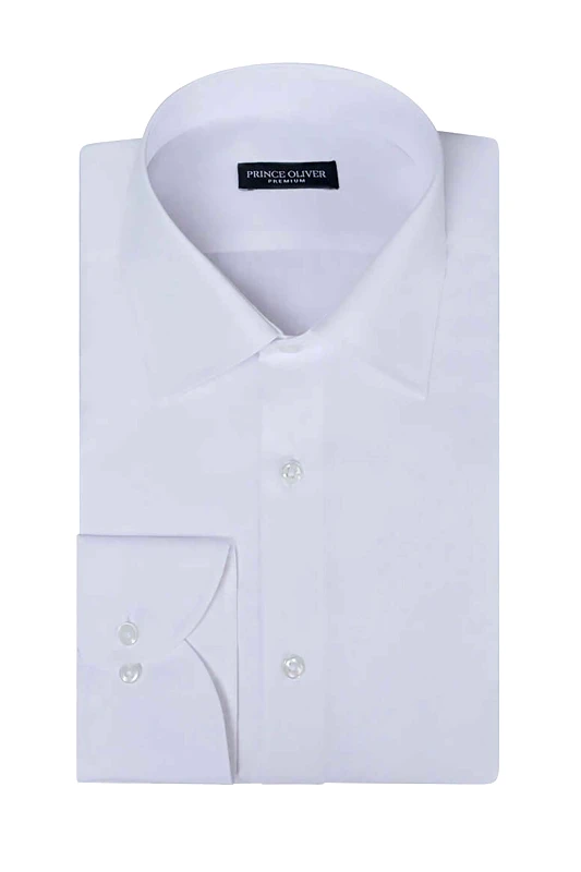 PRINCE OLIVER Prince Oliver ανδρικό πουκάμισο μονόχρωμο Modern Fit "Superior" - 20049216 Λευκό