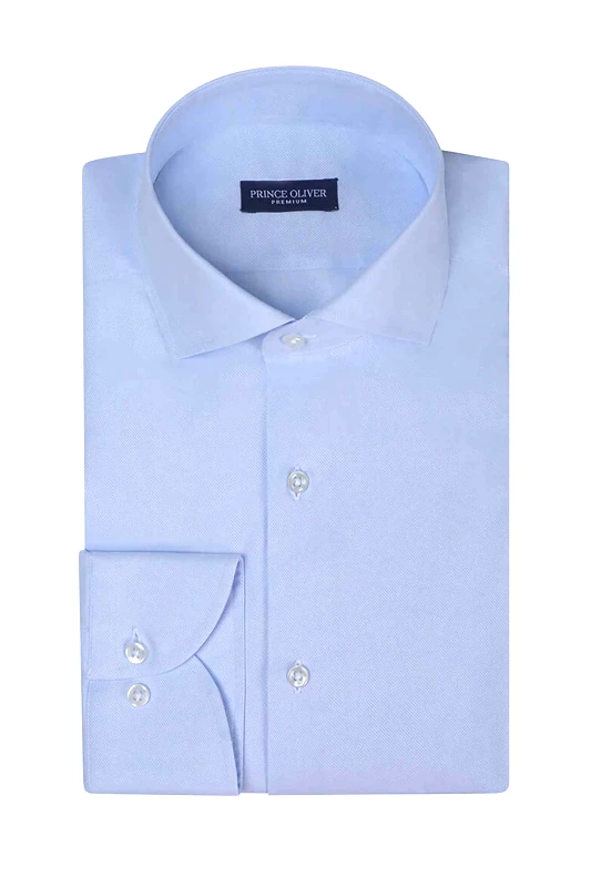 PRINCE OLIVER Prince Oliver ανδρικό πουκάμισο μονόχρωμο Modern Fit "Superior Fine" - 20049207 Γαλάζιο