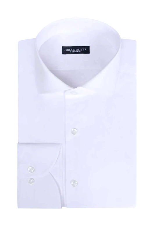 PRINCE OLIVER Prince Oliver ανδρικό πουκάμισο μονόχρωμο "Superior Easy-Iron" - 20049215 Λευκό