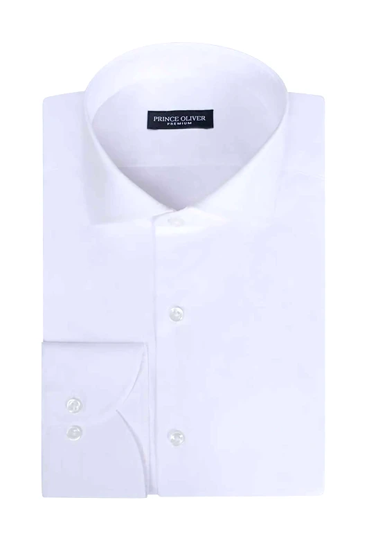 PRINCE OLIVER Prince Oliver ανδρικό πουκάμισο μονόχρωμο "Superior Easy-Iron" - 20049215 Λευκό