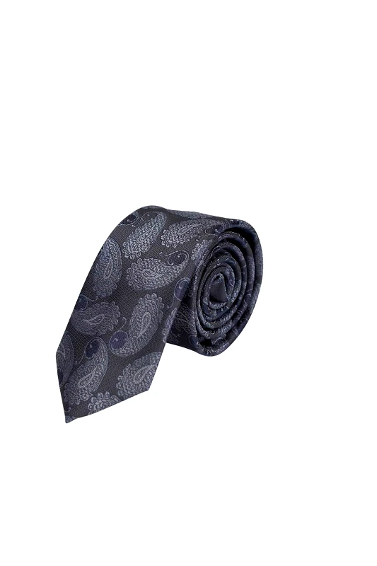 PRINCE OLIVER Prince Oliver ανδρική γραβάτα με paisley pattern - 17111052 Γκρι