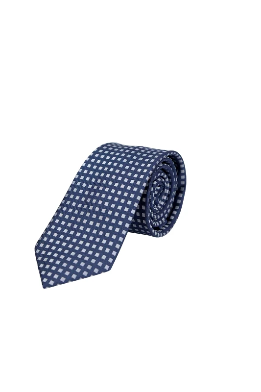 PRINCE OLIVER Prince Oliver ανδρική γραβάτα με square pattern - 17111058 Μπλε Σκούρο
