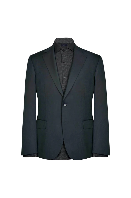 PRINCE OLIVER Prince Oliver ανδρικό σακάκι μονόχρωμο Modern Fit - 11989043 Πράσινο Σκούρο