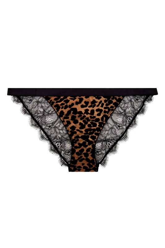LOVE STORIES Love Stories γυναικείο σλιπ brief με leopard print και floral δαντέλα "Wild rose" - L002024801 Καφέ