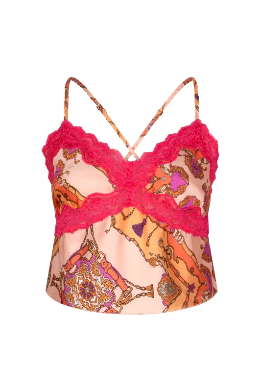 LOVE STORIES Love Stories γυναικείο τοπ με εμπριμέ print και δαντέλα "Parker" - L2373213525 Φούξια
