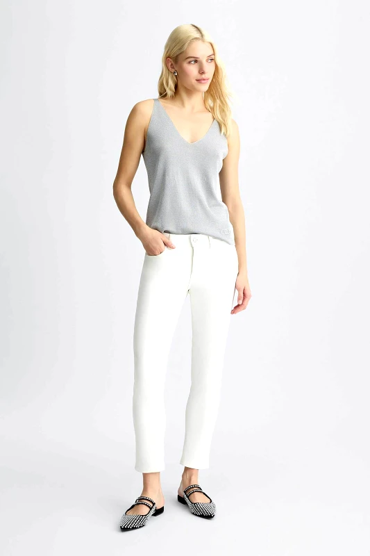 LIU JO Liu Jo γυναικείο παντελόνι πεντάτσεπο με logo patch cropped Skinny Fit - UA5006T2594 Λευκό