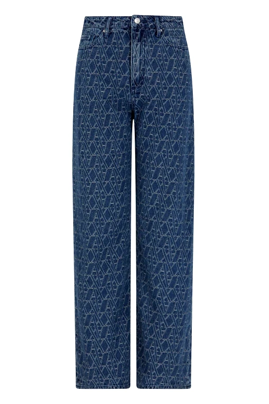 ARMANI EXCHANGE Armani Exchange γυναικείο τζιν παντελόνι με all-over logo print Relaxed Fit - XW000100AF12844 Denim Blue