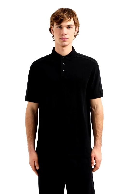 ARMANI EXCHANGE Armani Exchange ανδρική μπλούζα πόλο μονόχρωμη Regular Fit - XM000307AF10366 Μαύρο