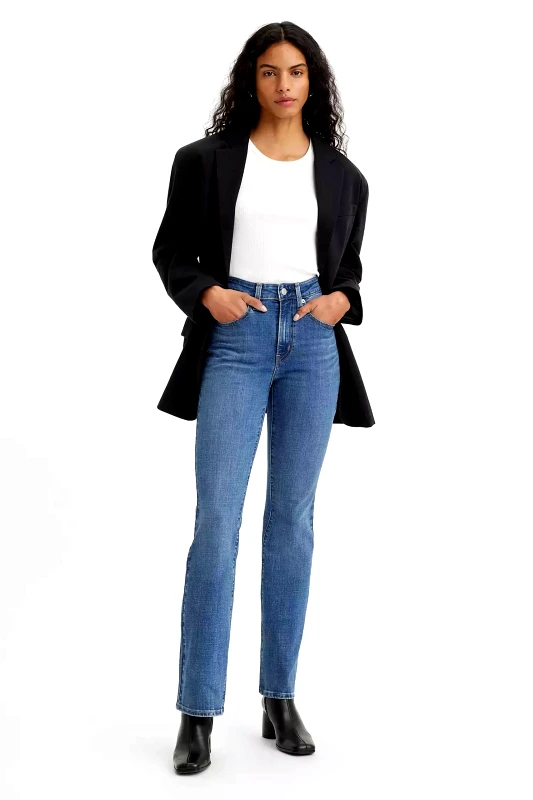LEVI'S Levi's® γυναικείο τζιν παντελόνι μονόχρωμο πεντάτσεπο με logo patch και label "725™" - 187590054 Denim Blue