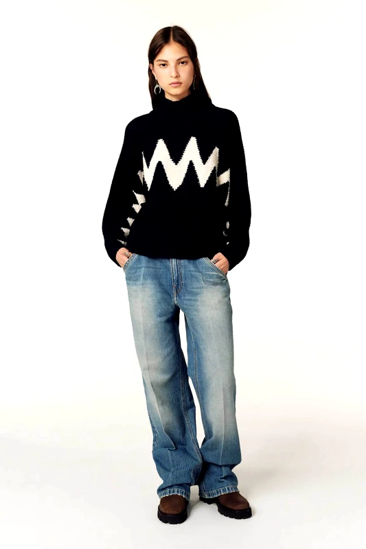 BA&SH ba&sh γυναικεία πλεκτή μπλούζα με σχέδιο στην πλέξη - 1H24ONDI Σκούρο Μπλε