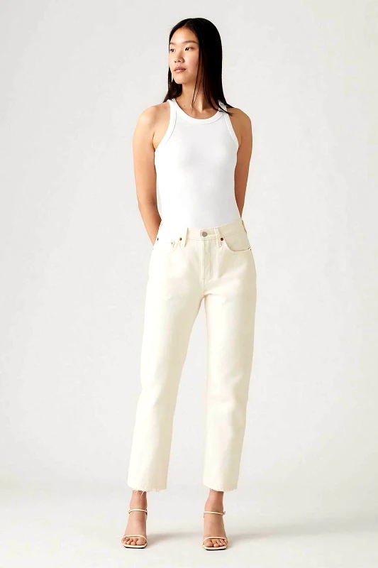 LEVI'S Levi's® γυναικείο ψηλόμεσο τζην παντελόνι cropped πεντάτσεπο Straight Fit "501®" - 362000319 Κρέμ