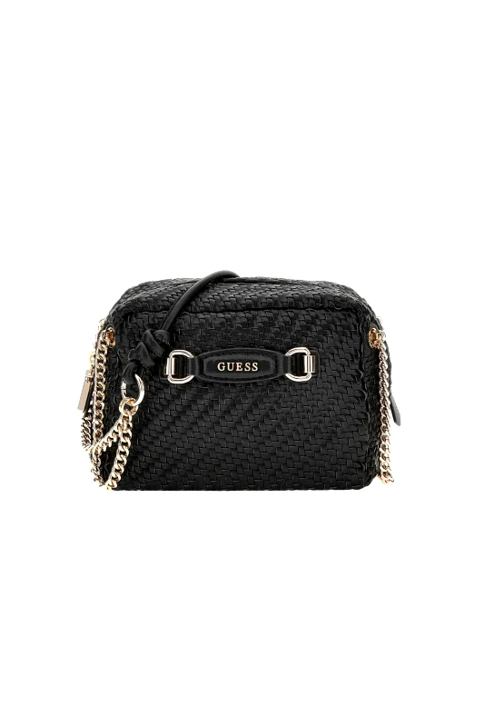 GUESS Guess γυναικεία τσάντα crossbody με πλεκτό σχέδιο και μεταλλικό λογότυπο "Francy" - HWWG9530140 Μαύρο