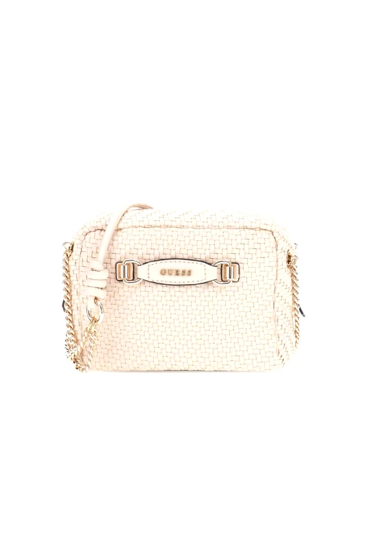 GUESS Guess γυναικεία τσάντα crossbody με πλεκτό σχέδιο και μεταλλικό λογότυπο "Francy" - HWWG9530140 Εκρού