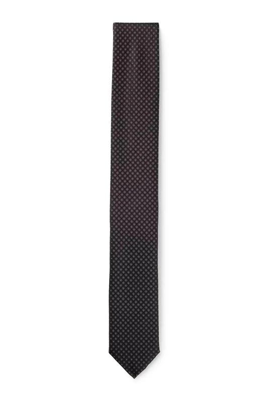 HUGO Hugo Boss ανδρική μεταξωτή γραβάτα με μικροσχέδιο - 50535334 Μαύρο
