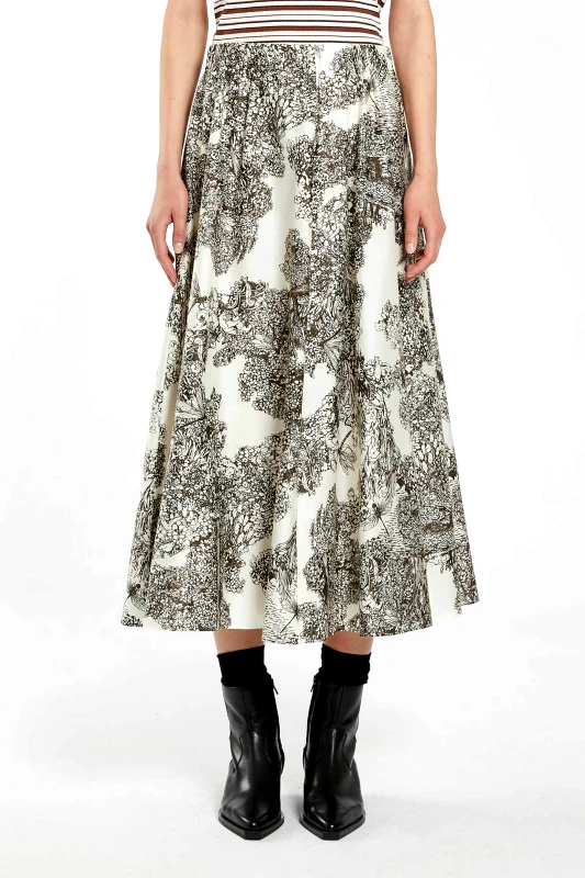 I BLUES iBlues γυναικεία midi φούστα με floral print Loose Fit - 2517101081200 Κρέμ