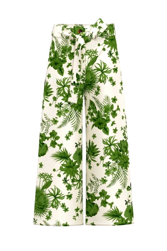 EMME BY MARELLA Emme by Marella γυναικείο παντελόνι με tropical print - 2515131162200 Πράσινο