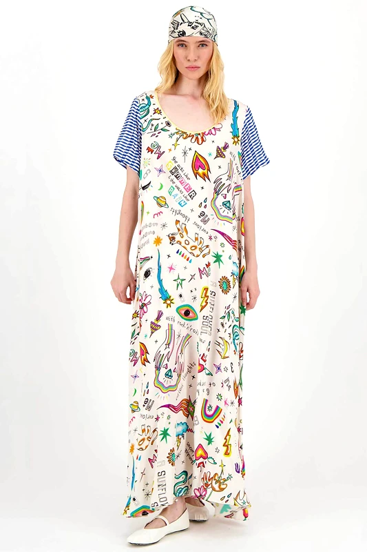 ME369 ME369 γυναικείο maxi φόρεμα με all-over print "Vera Maxi Enlightenment" - 70822/SS25 Πολύχρωμο