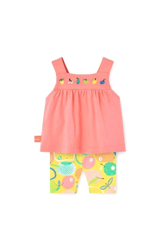 BOBOLI Boboli βρεφικό σετ μπλούζα και κολάν με fruit print - 131061 Κοραλί