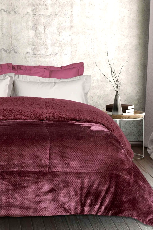 DAS HOME Das Home κουβερτοπάπλωμα μονό sherpa "1188" 160 x 220 cm - 421910101188 Λιλά