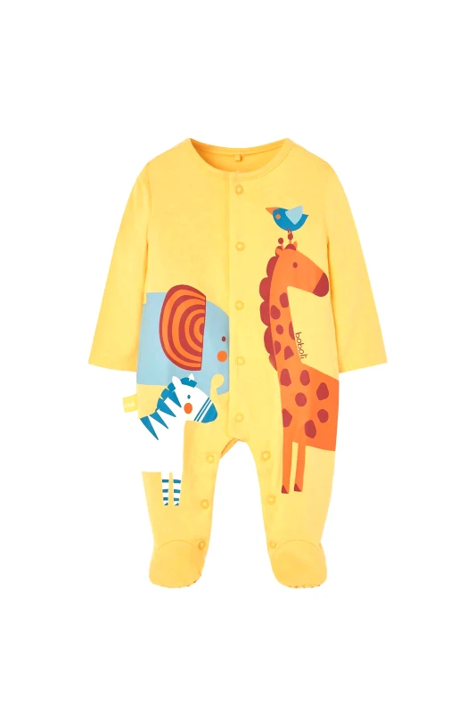 BOBOLI Boboli βρεφικό φορμάκι με animal print - 121060 Μουσταρδί