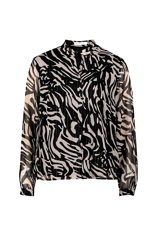 BETTY & CO BETTY & CO γυναικείο πουκάμισο με animal print - 8857/3510 Μαύρο