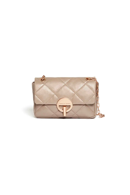VANESSA BRUNO Vanessa Bruno γυναικεία δερμάτινη τσάντα ώμου/crossbody με καπιτονέ σχέδιο "Moon Medium" - 4HVD84-V40533 Μπεζ