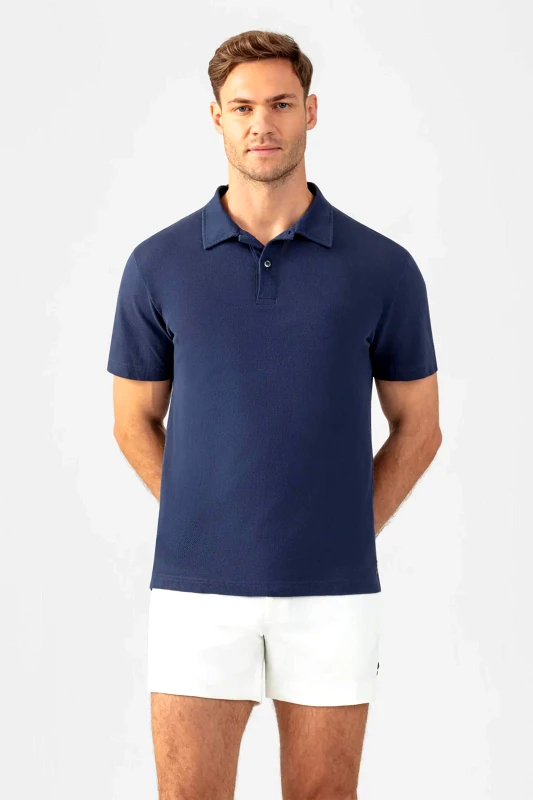 RON DORFF Ron Dorff ανδρική μπλούζα πόλο κοντομάνικη Tapered fit - 19TS1724 Μπλε