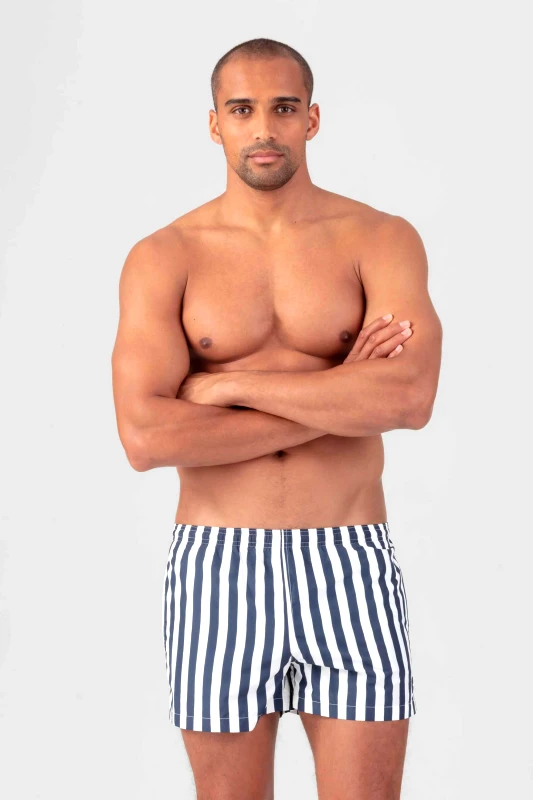 RON DORFF Ron Dorff ανδρικό μαγιό σορτς με ρίγες Close Fit - 00SR23V Μπλε Σκούρο