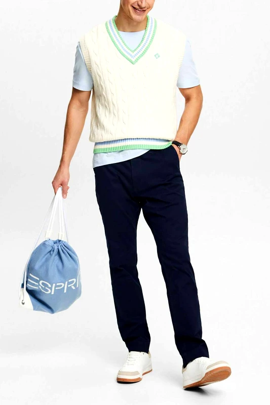 ESPRIT Esprit ανδρικό chino παντελόνι Slim Fit (34L) - 994EE2B302 Μπλε Σκούρο