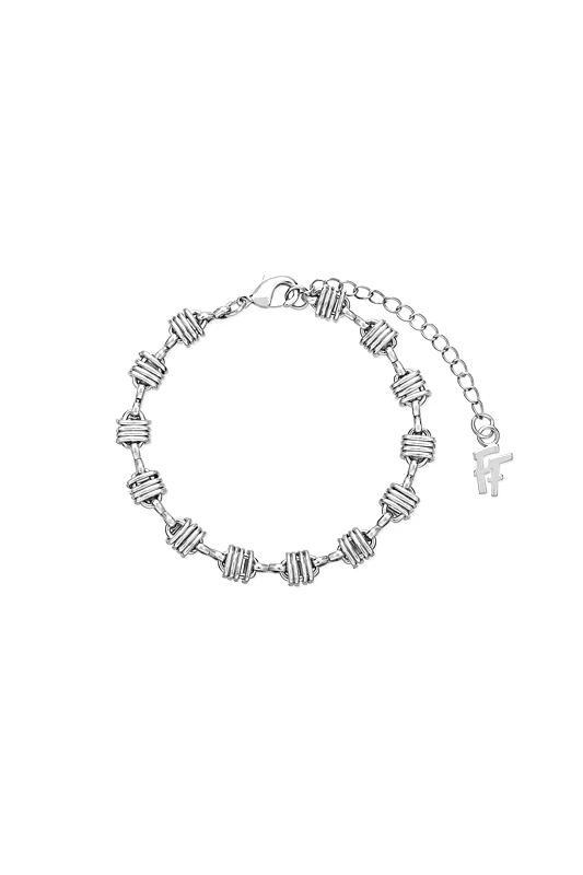 FOLLI FOLLIE Folli Follie γυναικείο ασημί βραχιόλι αλυσίδα με οβάλ ακανόνιστους κρίκους "The Chain Addiction" - 1B24D072 Ασημί