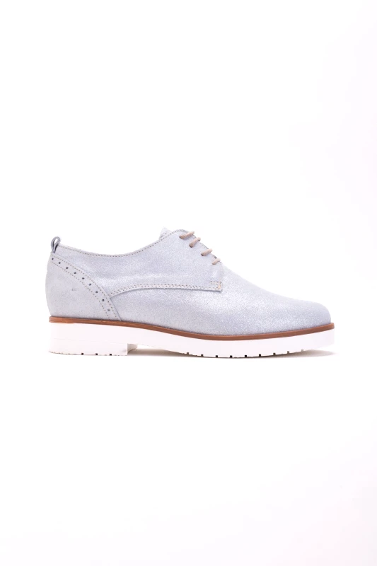ESPRIT Esprit γυναικεία παπούτσια oxford με μεταλλιζέ χρώμα - 018EK1W018 Ασημί
