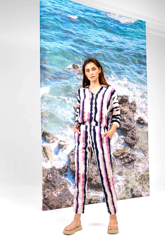 ORSAY Orsay γυναικείο παντελόνι με tie-dye print - 352279-044000 Εκρού