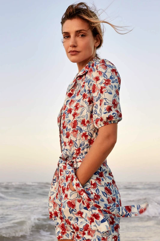 ORSAY Orsay γυναικεία ολόσωμη φόρμα σορτς και all-over floral print - 452039-001000 Υπόλευκο