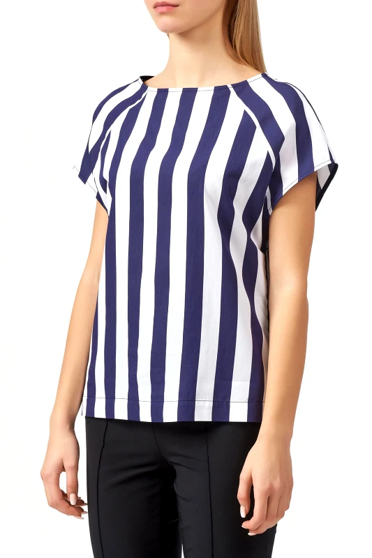 TRUSSARDI BAZAAR Trussardi Jeans γυναικεία κοντομάνικη μπλούζα με ριγέ σχέδιο - 56C00308-1T003729 Λευκό