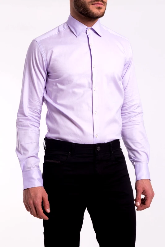 THE BOSTONIANS The Bostonians ανδρικό μονόχρωμο πουκάμισο Slim Fit - ACP1124 Λιλά
