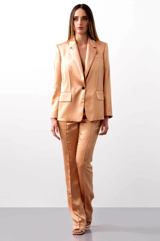 BCBGMAXAZRIA BCBGMAXAZRIA γυναικείο σατέν σακάκι με λεπτομέρεια στην πλάτη - 23SRJ193VI06 Σομόν