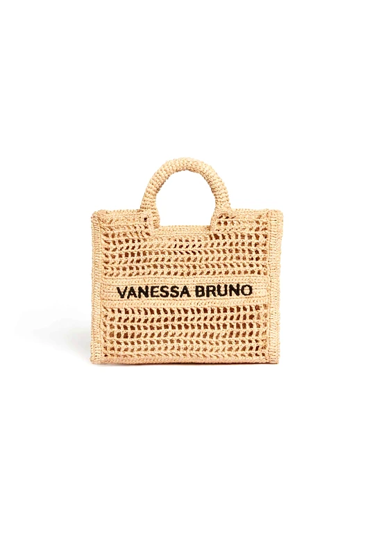 VANESSA BRUNO Vanessa Bruno γυναικεία τσάντα χειρός με διάτρητο σχέδιο και κεντημένο λογότυπο "Raffia Basket Small" - 3EVE60-V40884 Μπεζ