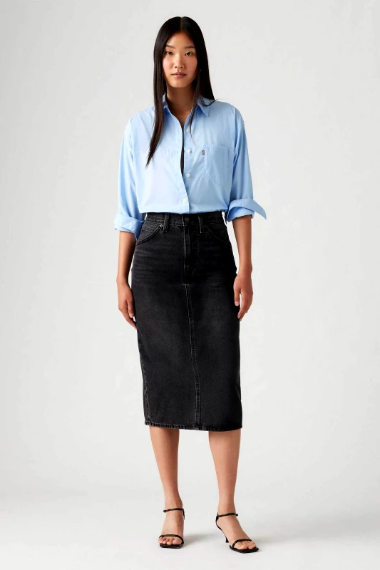 LEVI'S Levi's® γυναικεία midi φούστα denim ψηλόμεση πεντάτσεπη Slim Fit - 001VH0004 Μαύρο