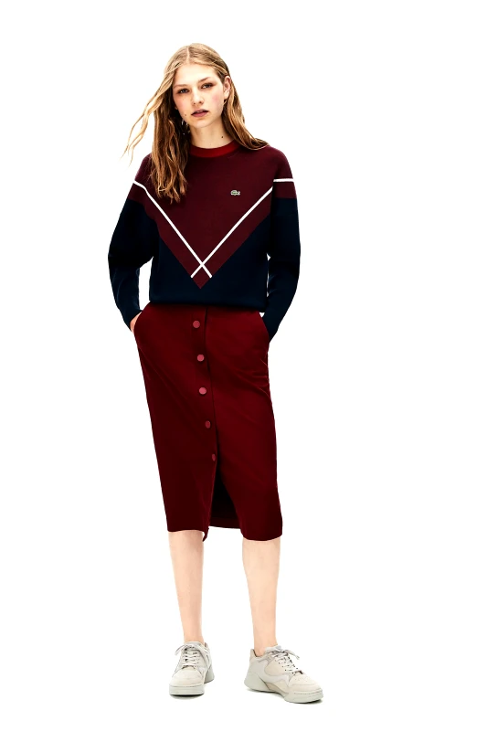 LACOSTE Lacoste γυναικεία pencil φούστα με κουμπιά Buttoned Mid-Length Stretch - JF8495 Κεραμιδί