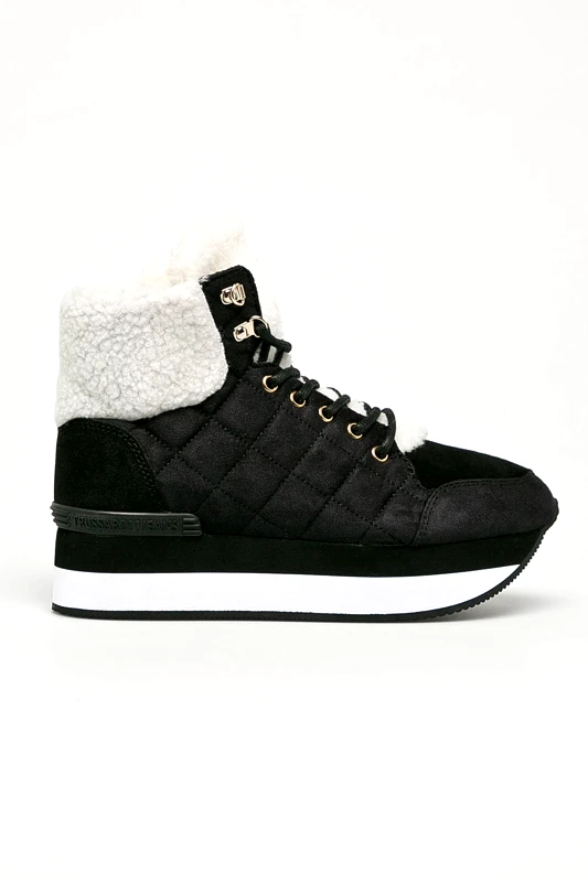 TRUSSARDI BAZAAR Trussardi γυναικεία μποτάκια με faux γούνα - 79A00244-9Y099999 Μαύρο