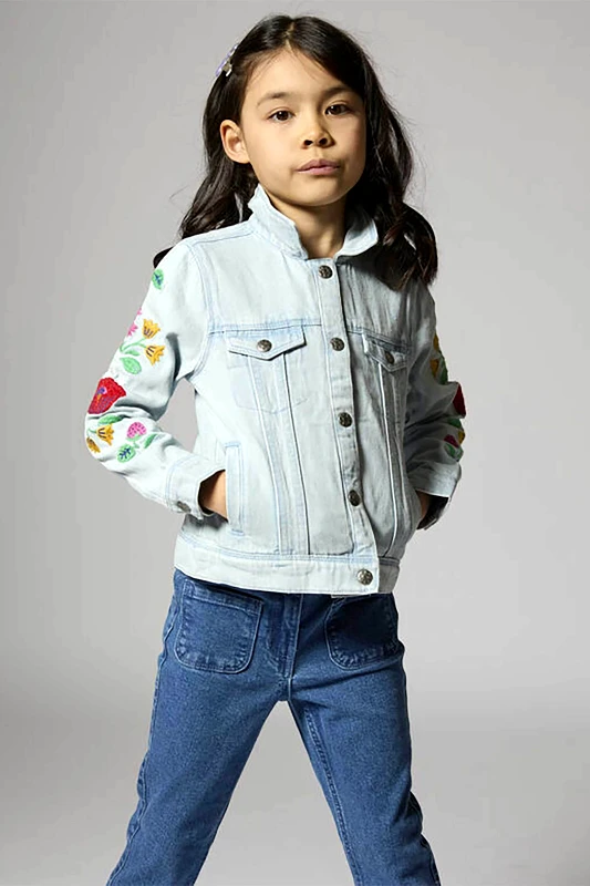 DPAM DPAM παιδικό τζιν μπουφάν για κορίτσια "Colourful Denim" - 360361 Denim Blue Ανοιχτό