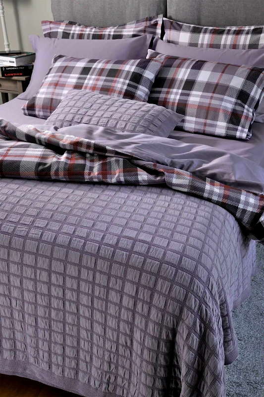 DOWN TOWN HOME DOWN TOWN Home κουβέρτα βαμβακερή υπέρδιπλη με ανάγλυφο γεωμετρικό σχέδιο 230 x 260 cm - 34-0239