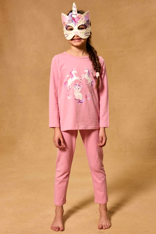 DPAM DPAM σετ παιδικές πιτζάμες για κορίτσια "Pink Unicorn" - 361763 Ροζ