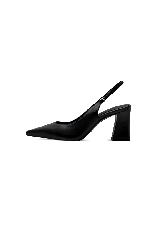TAMARIS Tamaris γυναικεία slingbacks μονόχρωμα με χοντρό τακούνι - 1-29633-44 Μαύρο
