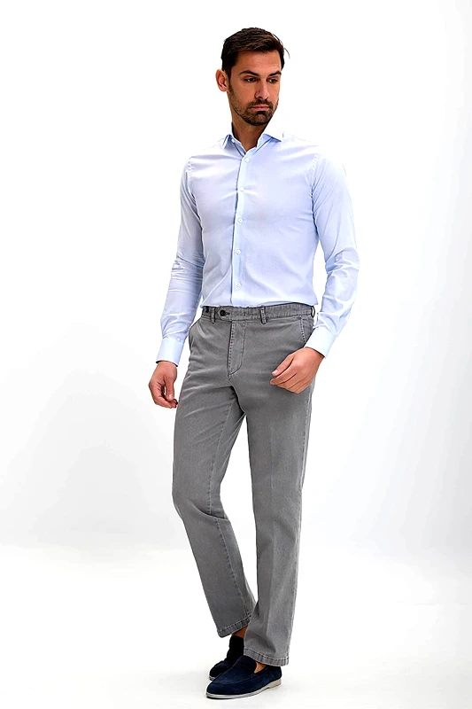 KAISER HOFF Kaiser Hoff ανδρικό παντελόνι chino Regular Fit - D124000641402100 Γκρι